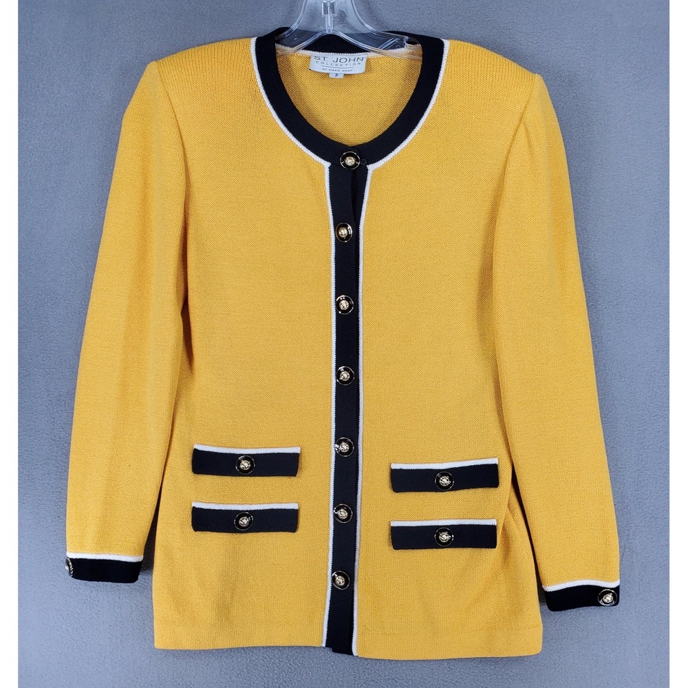 ST.JOHN Collection Size P Knit Yellow‎ Overcoat Blazer Jacket Wool Blend USA